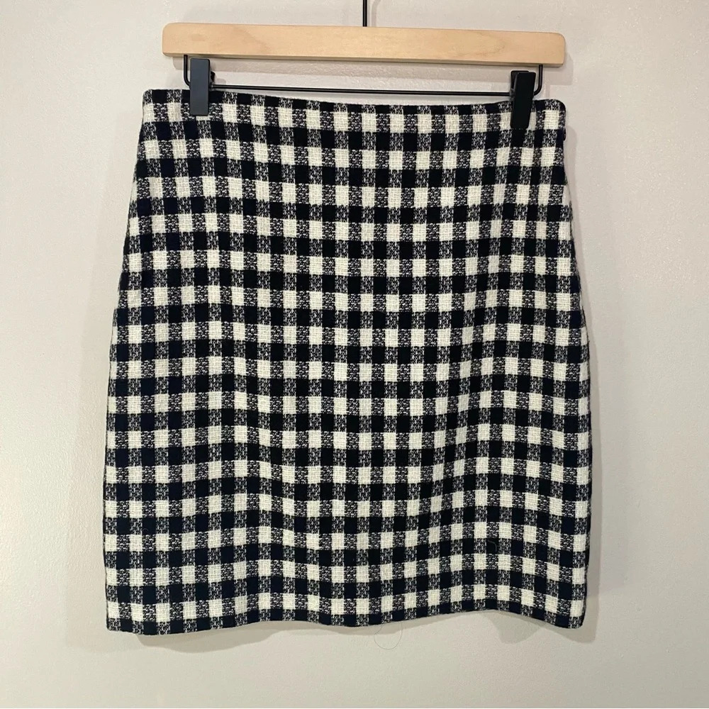 Talbots plaid Wool Blend skirt size 4 petite Buffalo Check Gingham Black & White - Picture 7 of 7